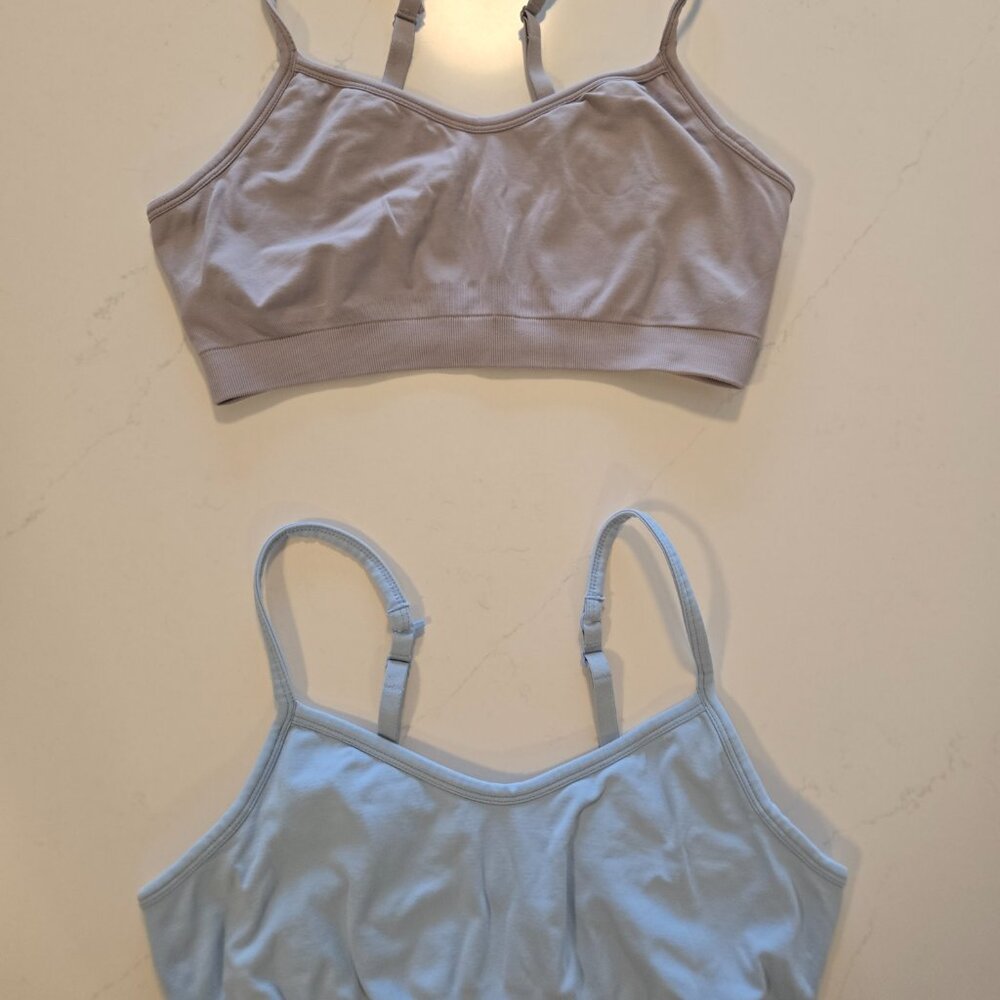 ATHLETA Renew Sports Bra Adjustable SET OF 2 - Tinsel Purple & Quarry Blue